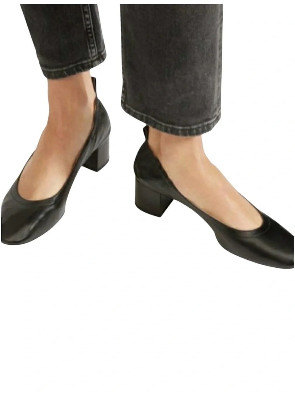 New J. Crew Black Leather Anya Block Heels • Size 7.5 • Rare Find
